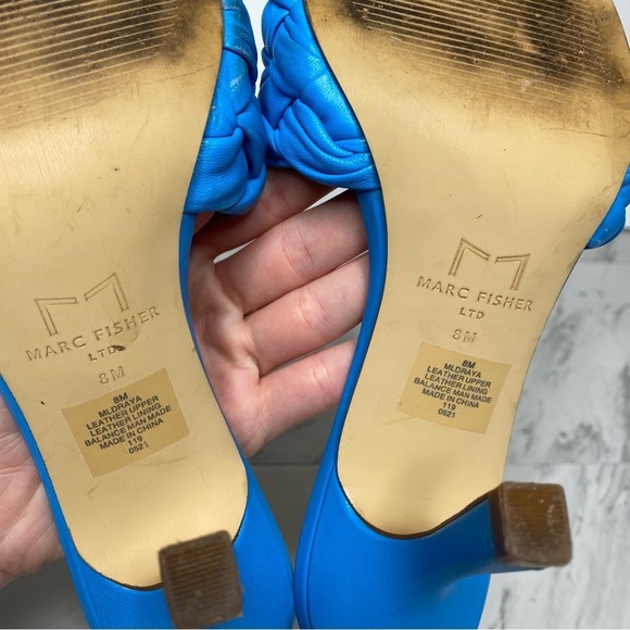 Marc Fisher Draya Braided Blue Leather Heeled Sandal 8M - Picture 10 of 13